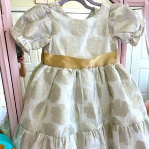 Janie and Jack Special Occasions white/ivory  and gold cocktail dress